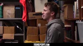 Black guard is pulling white guy’s hair and fucking his ass