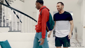 Black and white men exchange the oral and anal fuck