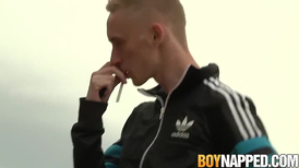 Young twink gets his hands tied while ass whipped and fucked