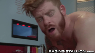A big black cock is tearing the ass of hot redhead guy