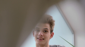 Curly beauty twink is sucking gay dick and being fucked by fag