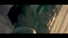 Skinny young twinks are hotly fucking on the bed in front of the camera