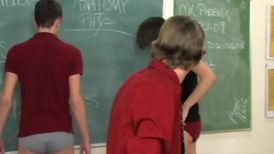 College teacher enjoyed gay threesome fuck with students