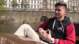 Touching hard stick of a younger boy in the public