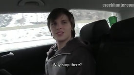 Horny blowjob quickie from a fresh looking man in the car