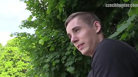 Czech gay porn agent hooks handsome twink and pays him for tight blowjob