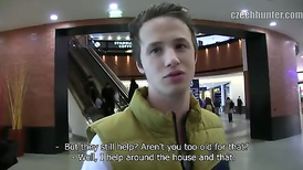 Teen twink agrees to suck gay dick for money to not bother his parents