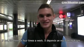 Handsome young twink calls his friend and gets paid for threesome gay sex