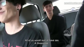 Twinks are getting seduced and fucked for cash by fake gay taxi driver