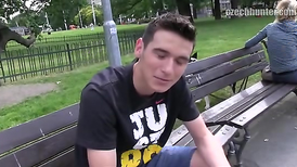 Young handsome twink got seduced at the park by horny hunk