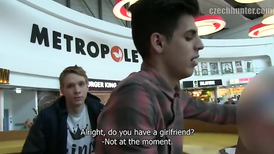 Porn agent hooks two teen guys at the mall and pays them for hot gay sex