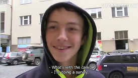 Mature hunk is hunting teen twinks on Czech streets with hidden cam