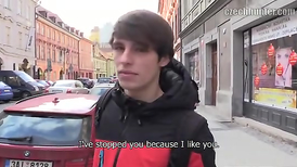 Czech guy told about his hard time to the stranger and got paid for gay blowjob