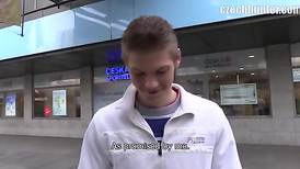 Teen twink with sexy haircut does tight and deep gay blowjob for money