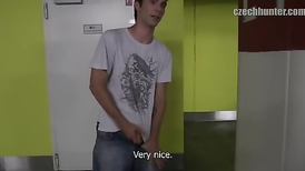 Young Czech twink got hooked by a gay pick upper dude on parking lot