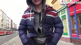 Straight guy gives his first BJ to the kinky gay cameraman