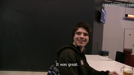 The mouth of hot straight guy fully filled with cock