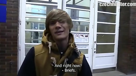 Frisky boy wrapping fat cock around with mouth lips