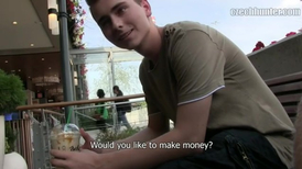 Uncut guy gets ready for his first anal fuck for money