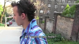 The frisky man offers money together with nude cock