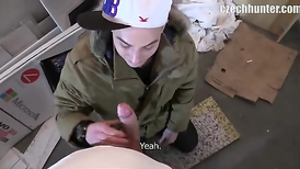 Guy shows his underpants and sucks the sponsor's cock