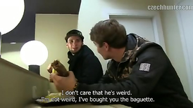 Amateur teen is wanking and sucking the driver's cock