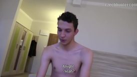 Young boy looks frightened when playing with gay cock