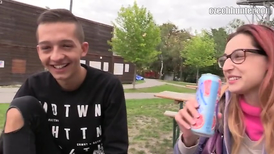 Girl waits until his boyfriend gets money for his cock