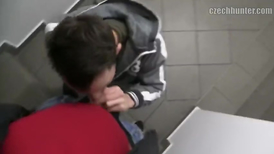 Young boy, money and dirty gay suck in the public WC