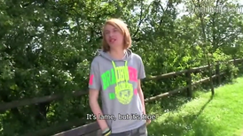Long haired boy is giving a perfect outdoor blowjobbing