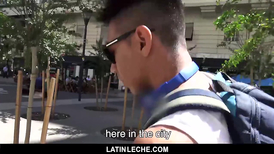 Insolent Latin boy wanks and gives sucking to big cock