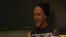 The tattooed male is proving his hot skills of deep cock sucking