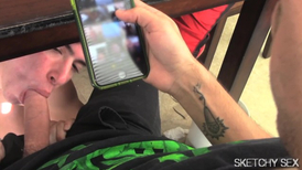 Boy phone shoots another gay doing deepest blowjob