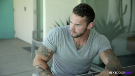 Strong muscled hunk with color tattoos enjoys fucking his sissy stepbrother