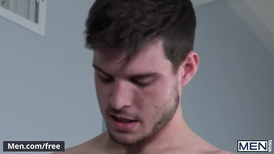 Pretty young twinks Brenner Bolton and Noah Jones are fucking hard on leather couch