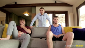 Naughty step brothers are having the dirty threesome fun