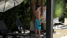 Guy is sucking and fucking two strangers’ big cocks